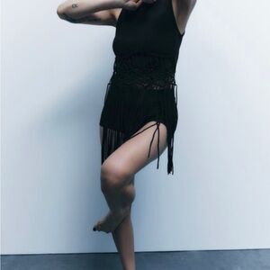 NWT ZARA MIXED MACRAMÉ TOP